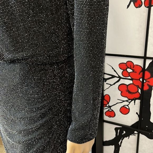 𝅺White House Black Market shimmering mini dress.  Size 10P NWT Black - Picture 9 of 14